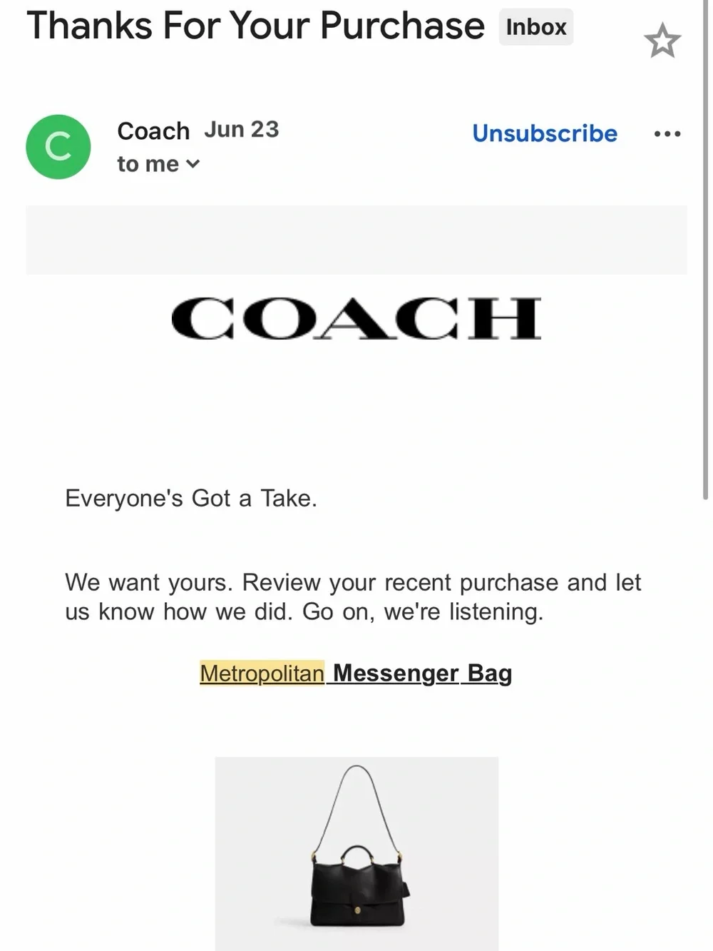 Coach “Devil Wears Prada 2 Release” Metropolitan Bag